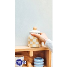 Feyza Design Şık Bej Emaye Baharatlık ve Kavanoz Seti, Modern Mutfak Aksesuarı