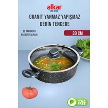 Fithome Granit Yanmaz Yapışmaz Derin Yemek Tenceresi El Yakmayan Saplar