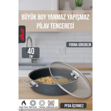 Fithome Sanayi Tipi Granit Döküm Büyük Boy Işyeri Lokanta Fırına Girebilir Pilav Tenceresi 40 cm