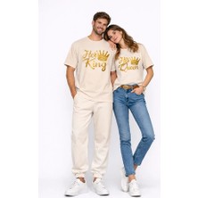 Nevermind King Queen Sevgili Kombini Oversize Çift Tişört Unisex Partner Kombin Uyumlu Çift Seti