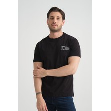 Siyah Shooter Erkek Pamuklu T-Shirt Premium Kalite Minimal Tasarım Regular Kalıp S