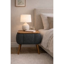 Own Home Lina Sandıklı Komodin, Teddy Kumaş Kaplamalı Ahşap Ayaklı Modern Komodin