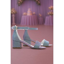 Xo Kids Lilo Simli Mor Tek Bantlı Kız Çocuk Topuklu Abiye Ayakkabı