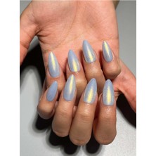 Özgürce 1794 M Beden Düz Mavi Simli Protez Jel Takma Tırnak ve Aksesuarlar