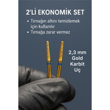 Özgürce Iki Adet Altın Karbit Freze Ucu, 2,3 Mm, Manikür ve Pedikür Için