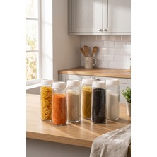 Feyza Design 6’lı Beyaz Kapaklı Cam Kavanoz Seti 1500 Ml, Saklama Kabı, Bakliyat & Makarna