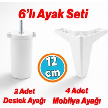Nzb 20'li Set Lüks Mobilya Kanepe Koltuk Tv Ünitesi Yükseltici Destek Ayağı Ayakları 12 cm Beyaz M8 Ince Diş