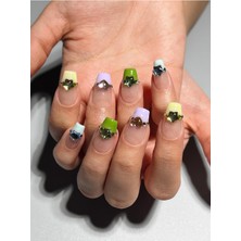 Özgürce Renkli French Taş Protez Jel Takma Tırnak ve Aksesuarlar Seti
