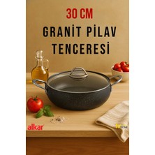 Fithome 30 cm Granit Yanmaz Yapışmaz Fırına Girebilir Büyük Boy Karnıyarık Pilav Tenceresi