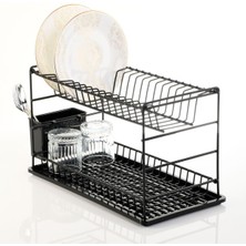 Feyza Design Paslanmaz Iki Katlı 50 cm Siyah Tabaklık, Uzun Ömürlü ve Şık Tasarım