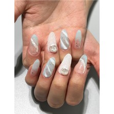 Özgürce Mavi Ombre Inci Jel Takma Tırnak ve Aksesuarlar Seti, Şık ve Kullanışlı