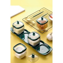 Feyza Design 4'lü Kaşıklı Baharatlık Takımı, Şık ve Pratik Mutfak Aksesuarı