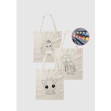 Piece Of Date Çocuklar Için Bez Çanta Boyama Seti - 3'lü