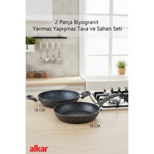 Fithome 2 Parça 18 cm Sahan 22 cm Tava Bio Granit Sahan ve Tava Seti Yanmaz Yapışmaz