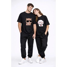 Nevermind Sevgili Çift Tişört Panda Karakter Baskılı Partner Kombini Oversize Unisex Stil