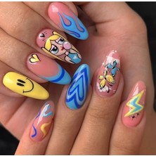 Özgürce 24'lü Naıl Art Çizgi Film Protez Tırnak, Renkli ve Dayanıklı Tasarım