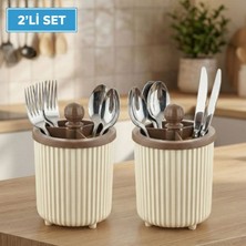 LE Paris 2'li Set Dekoratif Tezgah Üstü Kaşıklık - Bölmeli Çatal Kaşık Bıçak Organizeri - Mutfak Düzenleyici