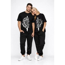 Nevermind Sevgili Kombini Oversize Çift Tişört Unisex Matching Couple Stronger Together Baskılı Partner Set