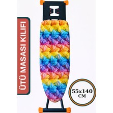Asev Home 5d Özel Kumaş Keçeli Ütü Masası Kılıfı Ipli Stoperli 55X140CM Happy Knit