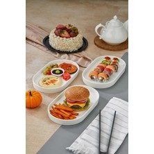 Feyza Design 3’lü Porselen Dikdörtgen Servis ve Sunum Tabağı Seti