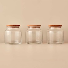 Feyza Design Ahşap Kapaklı 3'lü Kavanoz Seti, 635 Cc, Şık ve Pratik Saklama Çözümleri