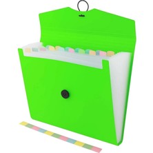 Glanart Lastikli A4 Boy 13 Bölmeli Körüklü Dosya Fihrist Ayraçlı Yeşil 1 Adet