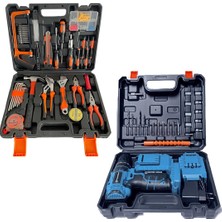 Prohummer PH298 Akülü Darbeli Vidalama Matkap Seti 58VF ve 105 Özel Alışım Çelik Alet Takım Seti