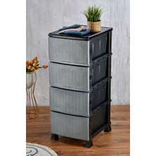 Feyza Design Çok Katlı Hasır Desenli Kapaklı Plastik Komidin ve Sebzelik Seti