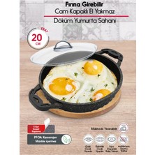 Fithome Cam Kapaklı 20 cm El Yakmaz Tutacaklı Granit Döküm Sahan Kapaklı Sahan 20 cm