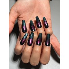 Özgürce Ayna Tozu Protez Jel Takma Tırnak Aksesuarları, M Beden Siyah