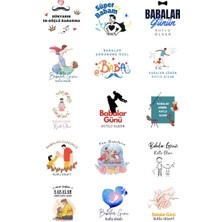Bimotif Babalar Günü Sticker Seti, 4x4 Cm, 150 Adet (10 Sayfa)