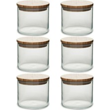 Feyza Design Bambu Ahşap ve Silikon Kapaklı 6'lı 700CC Kavanoz Seti