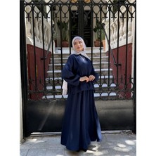 Modaco Esila Cupra Bluz Etek Takım: Ipeksi & Dökümlü Şıklık - Lacivert