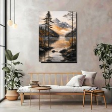 Artprinta Dağ Manzaralı Göl Kanvas Tablo – Modern Doğa Temalı Duvar Dekoru