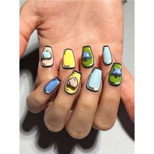 Özgürce Çizimli Mat Protez Jel Takma Tırnak ve Aksesuarlar Seti