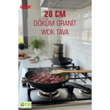 Fithome 28 cm Döküm Granit Yanmaz Yapışmaz Derin Wok Tava