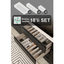 Feyza Design Şeffaf 18'li Modüler Kaşıklık, Çatal, Bıçak & Çekmece Organizeri