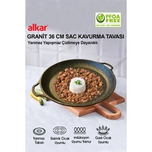 Fithome 36 cm Ocak Üstü Fırına Girebilir Granit Yanmaz Yapışmaz Sac Kavurma Tavası