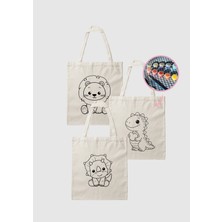 Piece Of Date Çocuklar Için Bez Çanta Boyama Seti - 3'lü