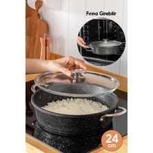 Fithome 24-28-30 cm Döküm Granit Yanmaz Yapışmaz Fırına Girebilir Küçük Büyük Orta Boy Pilav Tenceresi