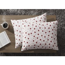More Home Kapaklı Yastık Kılıfı (2 Adet) 50 x 70 cm Kalp Desen
