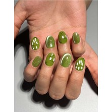 Özgürce Yeşil Kedi Gözü Jel Takma Tırnak ve Aksesuarlar Z023 Xs Beden