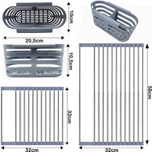 Feyza Design Katlanabilir Paslanmaz Çelik Çok Amaçlı Evye Üstü Bulaşıklık Kurutmalık