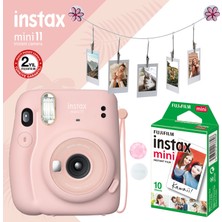 Fujifilm Instax Mini 11 Pembe Fotoğraf Makinesi ve Çiçek Kıskaçlı Hediye Seti Retro Tasarım