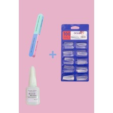 Özgürce 100'LÜ Balerin Protez Tırnak Seti + Aşamalı Törpü ve Tırnak Yapıştırıcı