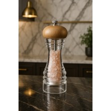 Feyza Design Bambu Kapaklı Akrilik Tuz ve Baharat Değirmeni, Şık ve Kullanışlı Tasarım