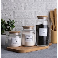 Feyza Design 3’lü Bambu Kapaklı Cam Saklama Kavanoz Seti, Pratik ve Şık Tasarım