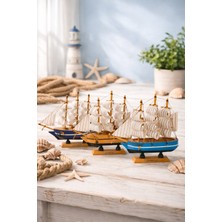 Hediye Filesi El Yapımı Dekoratif Ahşap Yelkenli Gemi Maketi 16X16 cm – Ofis & Ev Hediyesi – 527BCF