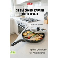 Fithome 34 cm Döküm Granit Yanmaz Yapışmaz Balık Tavası