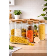 Feyza Design 12'li Ahşap Kapaklı Cam Kavanoz Seti, Vakumlu, 1500 Ml, Saklama Çözümü